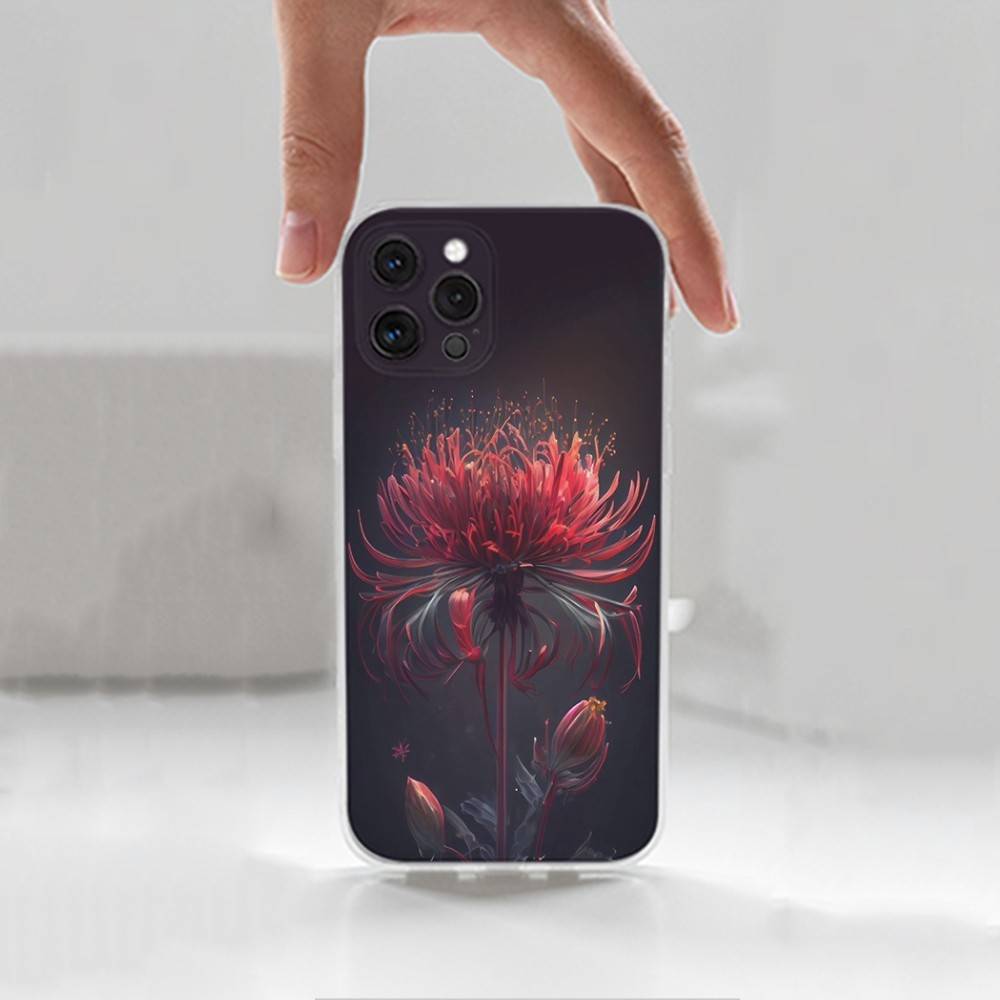 Чехол Красный Паучий Лилия Цветок Для iPhone Max,13,XR,SE,12,15,Pro,17,Plus,11,14,16,X,XS,Mini Прозрачный Мягкий Чехол