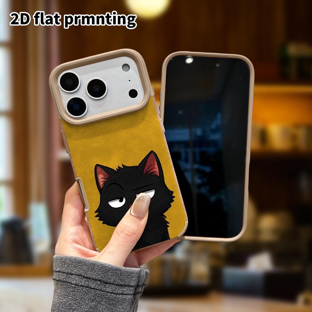 Phone Case: Lambskin 2D Flat Samsung Galaxy A34 A35 M05 M06 S20 S22 S21 FE Plus 5G Protective Case, Cute Little Black Cat, Christmas and Halloween Gif