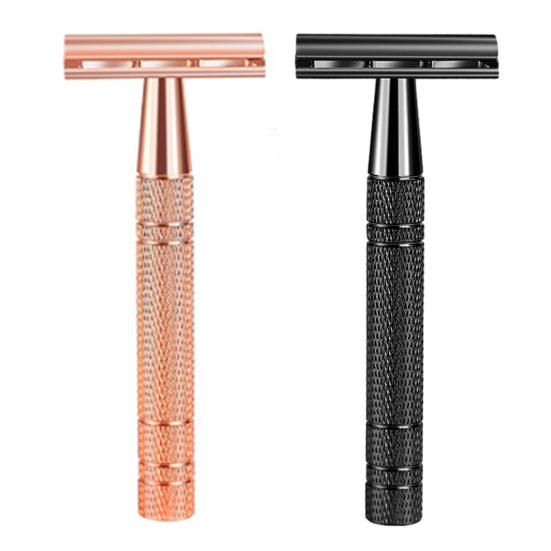 Manual Razor with 5 Blade Refills Storage Box Sharp Zinc Alloy Blade Aluminum Handle Men Women Hair Beard Trimmer Remover Shaver