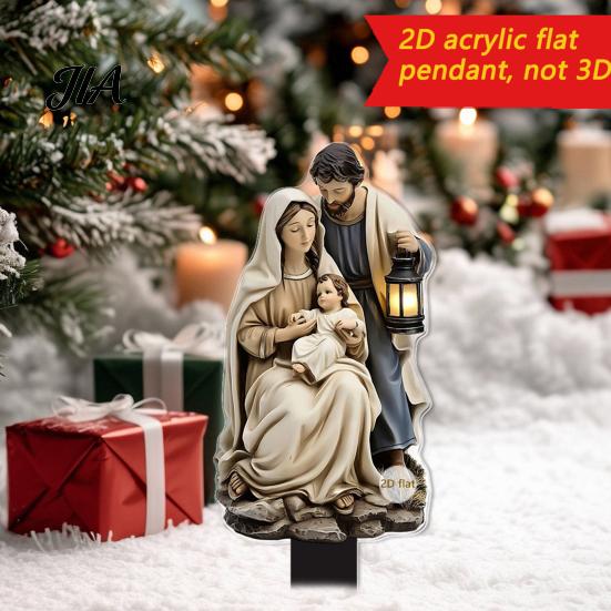 Waterproof Acrylic Snowman Yard Signs Christmas Angel Garden Stake, Snowy Cottage Sign, 2D Flat Winter Wonderland Stakes Santa Ornament for