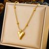 DIEYURO 316L Stainless Steel Steell Golden Simple Love Heart-shape Pendant Necklace Earrings Set For Girl New Trend Jewelry Gift
