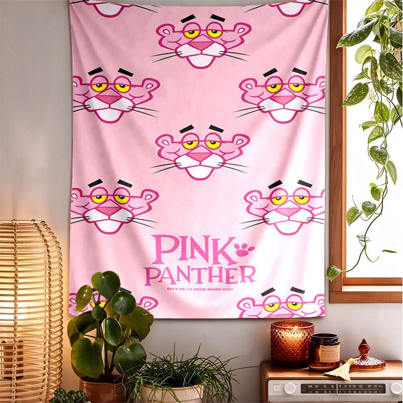 Pink Panther Pattern Tapestry Wall Hanging Boho Aesthetic Wall Blanket For Bedroom Living Room Dorm Home Wall Decor 1012141