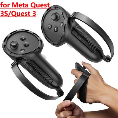 Силиконовые накладки на контроллеры с ремешками для костяшек для Meta Quest 3S Нескользящая накладка на рукоятку для Meta Quest 3 VR-аксессуары Накладка-грип