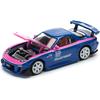 POP RACE 1/64 Mazda RX7 RE Amemiya Сине-розовый литой модельный автомобиль Коллекционный