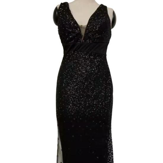 Стильное платье с блестками без рукавов, однотонное, приталенное