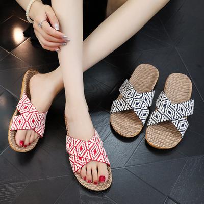 36-45 женские тапочки летние сандалии на плоской подошве льняные легкие повседневные летние тапочки
