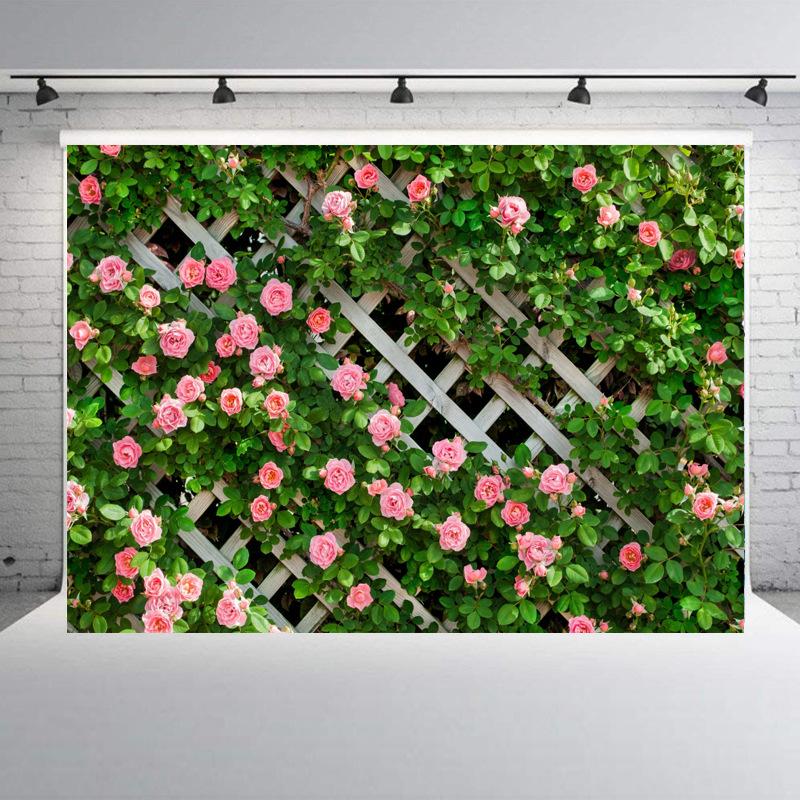 Rose Flower Wall Backdrops Wedding Birthday Floral Theme Party Background
