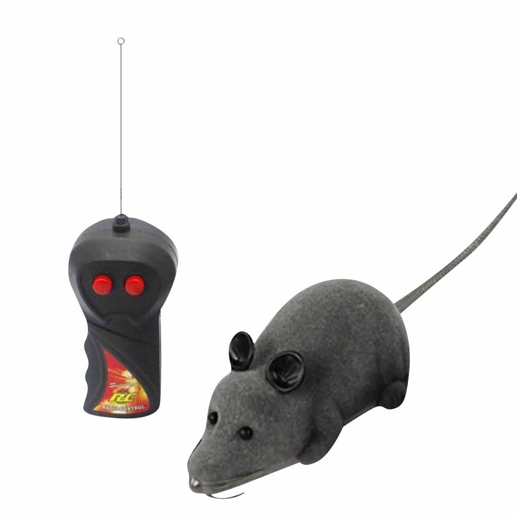 Flocking Remote Control Mouse Электрическая шутка Модель животного Детская игрушка для домашних животных, чтобы дразнить собак и кошек Интерактивные продукты