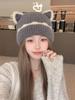 Плюшевая шапка с кошачьими ушками, женская зимняя шерстяная шапка, новая осенне-зимняя симпатичная вязаная шапка для защиты ушей у девочек