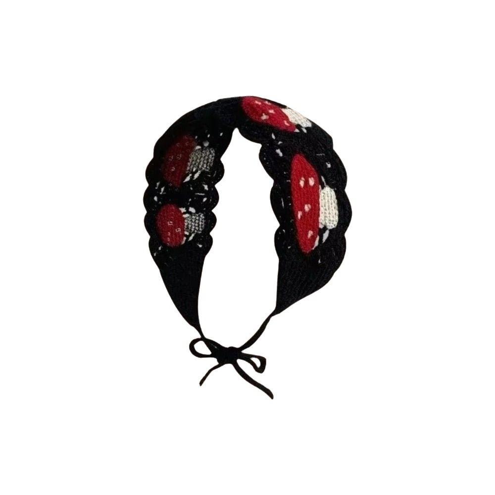 Knit Fabric Crochet Hair Bands Cartoon Design Hair Scarf Mushroom Hair Bands Holiday Season