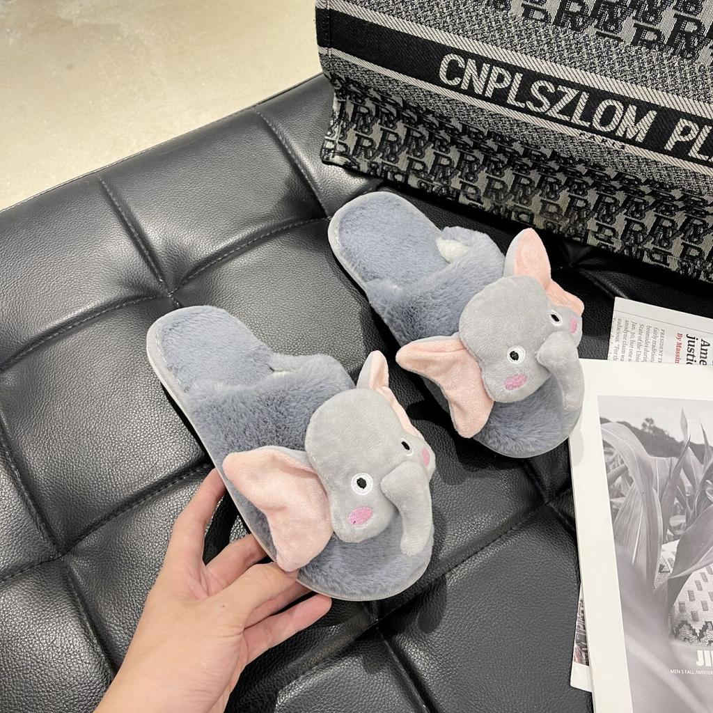Indoor Home Non-slip Bag Head Plush Slippers Women's 2025 New Cartoon Cute Home Leisure Student Cotton Mop