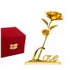 Искусственная роза в подарочной коробке и подставка «Любовь» (Золотой, 1 штука)