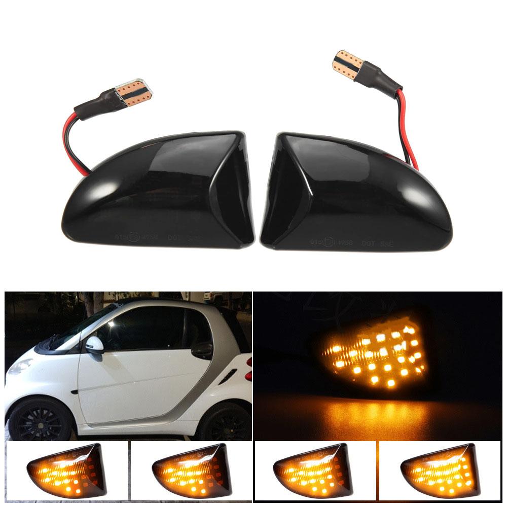 2 шт. Передний динамический светодиодный боковой габаритный фонарь указателя поворота для 07-14 Smart Fortwo W451