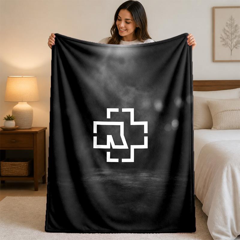 Rammstein Print Flannel Blanket Cozy Lightweight Plush Throw Blanket For Bed Sofa Household Use