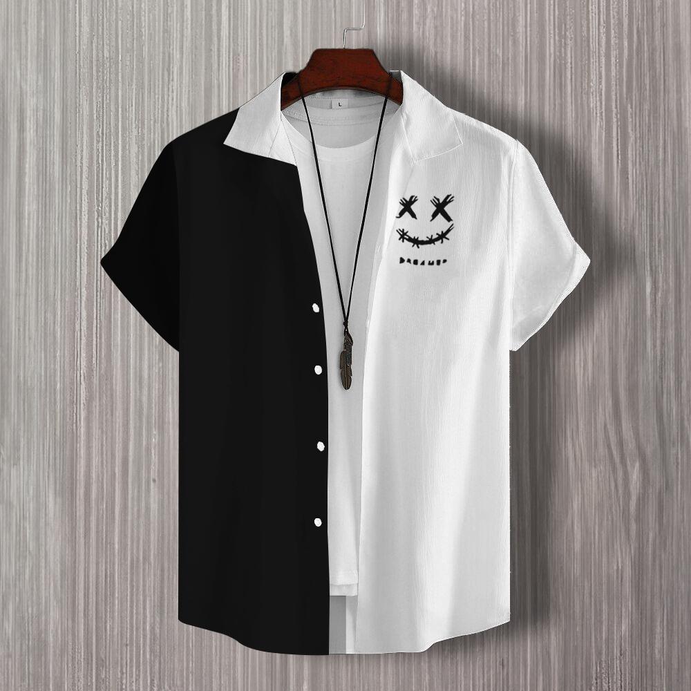 Простая мужская рубашка с принтом в стиле пэчворк в 3D, гавайские рубашки для мужчин, повседневная мужская одежда, свободная рубашка большого размера с коротким рукавом высокого качества