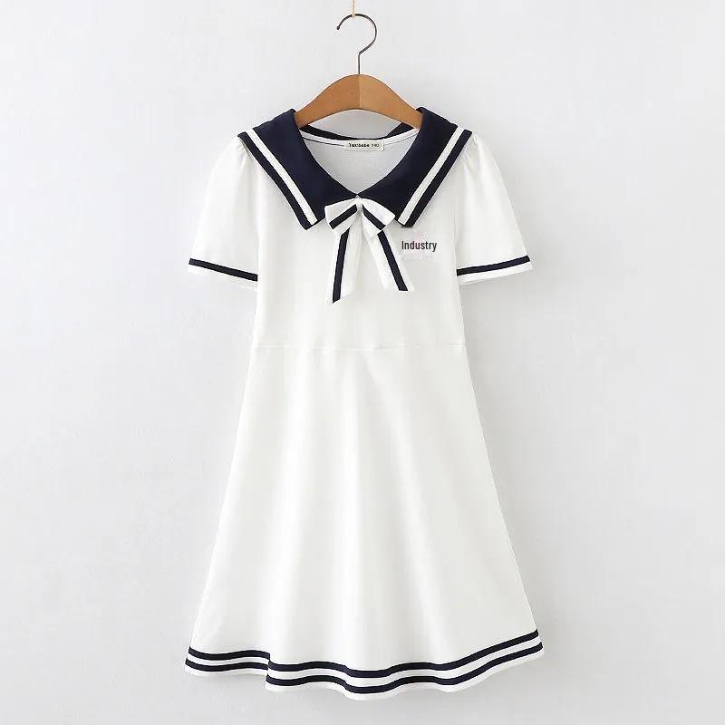 «Летнее платье принцессы в стиле колледжа темно-синего цвета для девочек 12 лет»