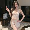 French Sexy Pure Desire Wind Suspender Shorts Pajamas with Chest Pads Women's Spring and Summer Ice Silk Cool Loungewear