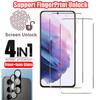 4в1 [разблокировка по отпечатку пальца] 2 шт. Защитная пленка для экрана Закаленное стекло 2 шт. Стекло объектива для Samsung Galaxy S24 / S24+ / S24 Ultra / S23 S23+ S22 5G S21 Plus