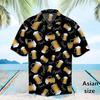 Beer Graphic Harajuku Shirts For Men 3D Print Short Sleeve Tees Summer Hawaiian Holiday Style Button Up Tops Woemn Lapel Shirts