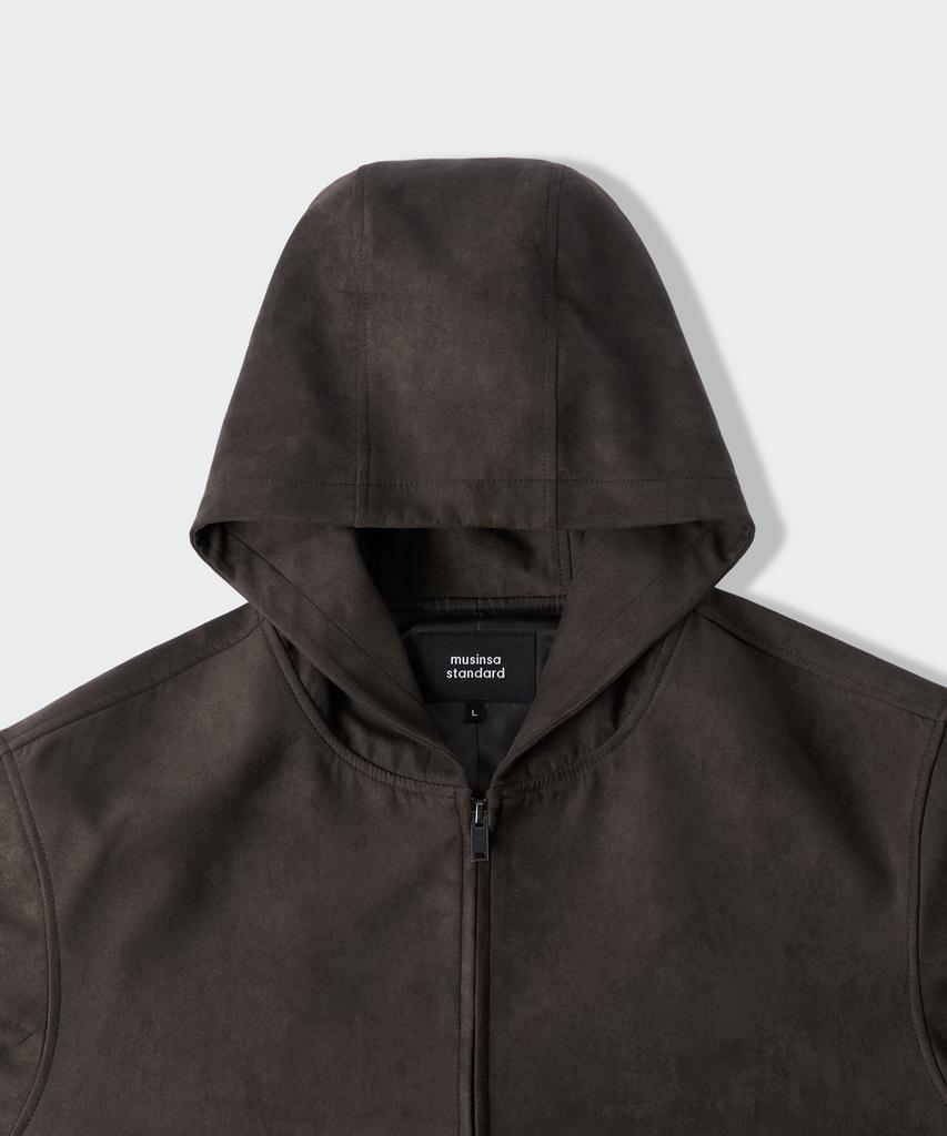 MUSINSA STANDARD Synthetic Suede Hooded Jacket [Brown]