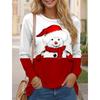Рождественская женская футболка со снеговиком и круглым вырезом, свободный свитер, женская праздничная одежда, повседневная уличная толстовка, повседневная, с длинными рукавами