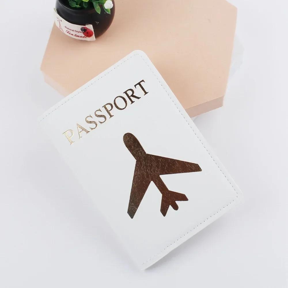 Pu Leather Passport Cover Simple Letter Plane Pattern Men Women Travel Wedding Passport Covers Holder Fashion Wedding Gift