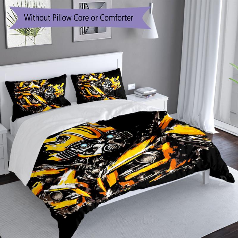 3pcs Bumblebee and Optimus Prime3 pattern bedding set duvet cover set includes duvet cover &pillowcases, perfect all season bedroom decoration & gift