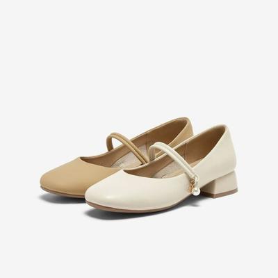 Туфли Мэри Джейн женские туфли лето 2025 новые элегантный квадратный каблук низкий каблук закрытая обувь простой нежный стиль