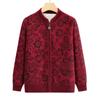 Middle-aged and Elderly Mothers Wear Spring and Autumn Knitted Cardigan Sweater Jacket Round Neck Printed Top Loose Casual Women's Clothes