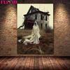Dancing Witch and Ghost Retro Wall Art Canvas Painting Dark Witch's Beautiful Art Posters and Printed Home
