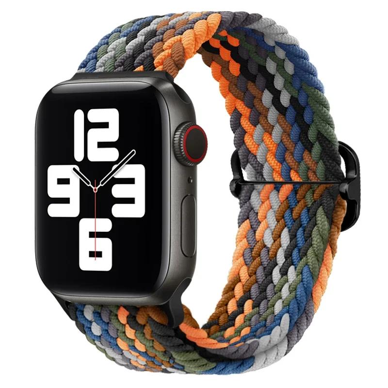 Плетеный ремешок Solo Loop для Apple Watch 10 Band 42 мм 46 мм 45 мм 44 мм 40 мм 9 8 7 6 5 4 SE 2 Регулируемый эластичный нейлоновый ремешок iWatch Ultra