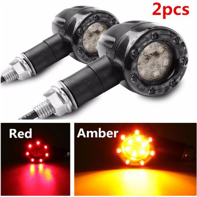 Motorcycle Turn Signal Light LED Mini Bullet Moto Indicators Stop Light LED Universal 12V 8mm LED Brake Amber Red Tail Lamp