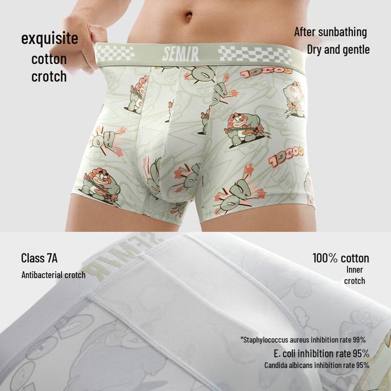 Мужские антибактериальные боксеры-брифы Semir 7A из чистого хлопка (3-Pack)