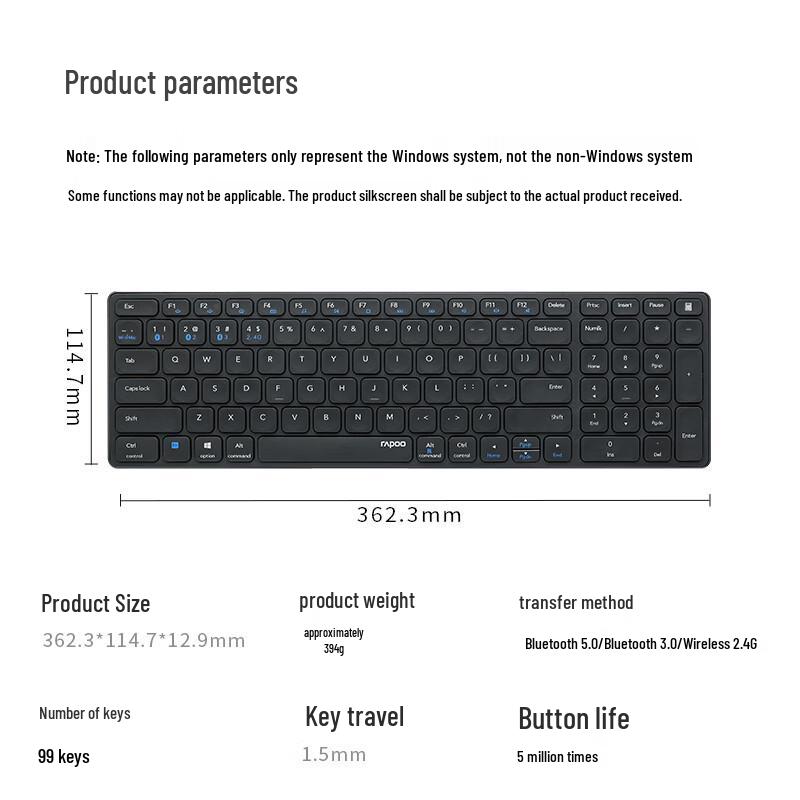 Rapoo 9350G Ultra-Thin Multi-Mode Wireless Keyboard & Mouse Combo