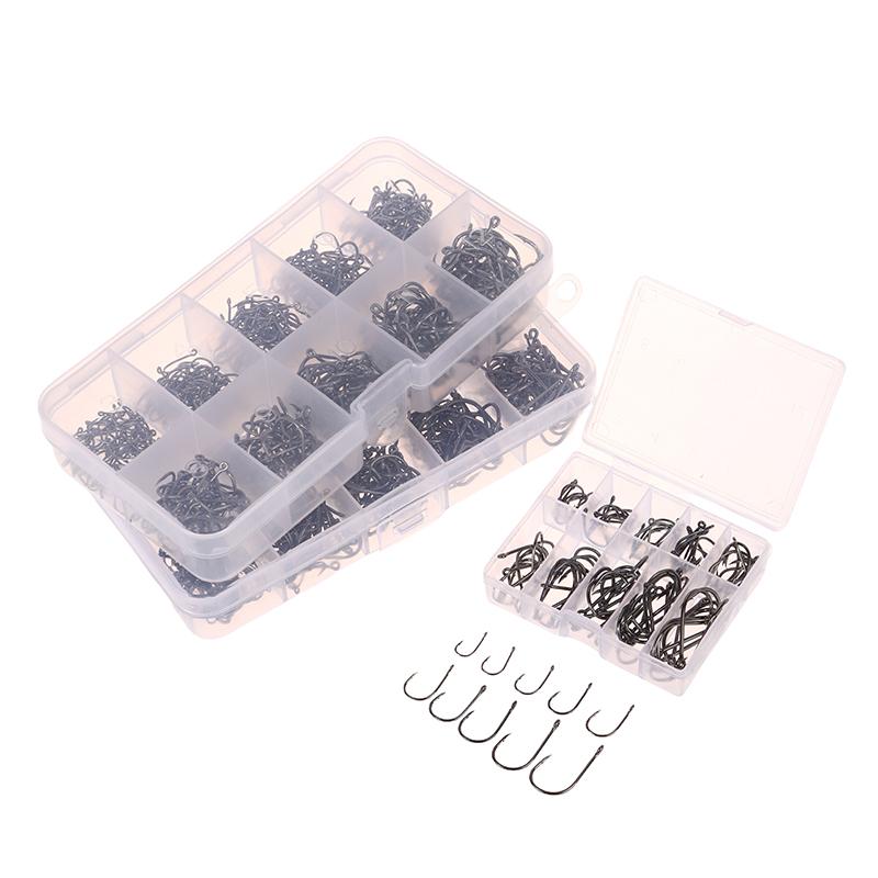 100-500Pcs Fishing Hooks Set High Carbon Steel Sharp Durable Barbed Fishhook Rock Fishing Equipment Gear Tackle Accessories
