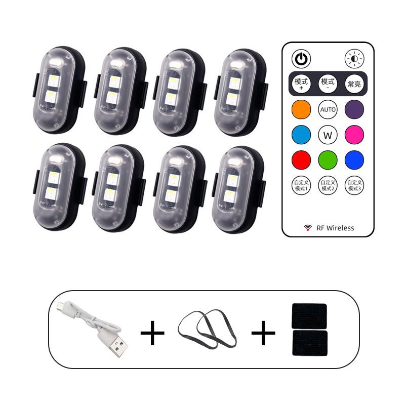4 шт., беспроводной пульт дистанционного управления, стробоскопический светильник, светодиодный предупредительный сигнал, 7 цветов, самолет, автомобиль, мотоцикл, велосипед, радиоуправляемый дрон, вспышка-индикатор Lam