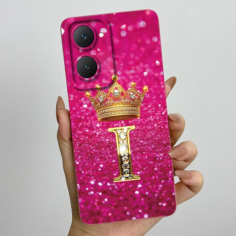 For Vivo Y18 Y18i Y18e Y28s 5G Case Soft Silicone Crown Letter For Vivo Y03 Y03T Case Fundas Coque VivoY03 V2332 Bumper Shells