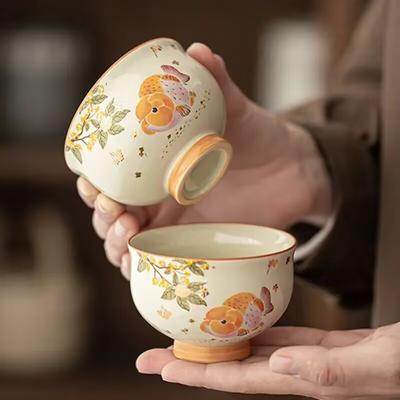 Пепел Растений Золотая Рыбка Большая Голова Чашка для Чая Большая Керамическая Чашка для Чая Креативная и Милая Мастер-Чашка Одинарная Чашка Высокоценная Чашка для Чая