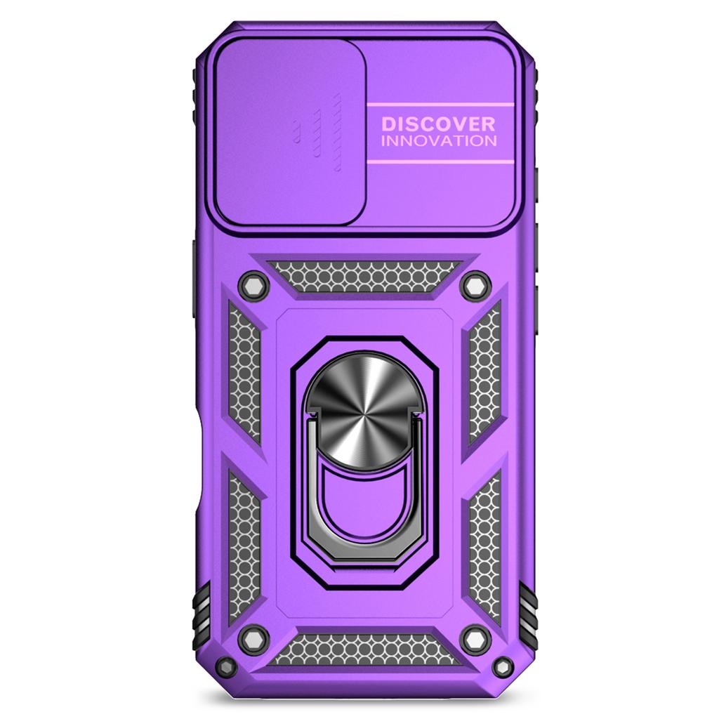 For iPhone 16 Case Ring Holder Kickstand Camshield PC+TPU Phone Cover