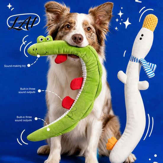 Durable Chew Toys for Small Medium Large Breeds 40 Inch Extra Long Plush Squeaky Dog Toy Soft Cartoon Crocodile Duck Interactive Dogs Shaped Stuffed