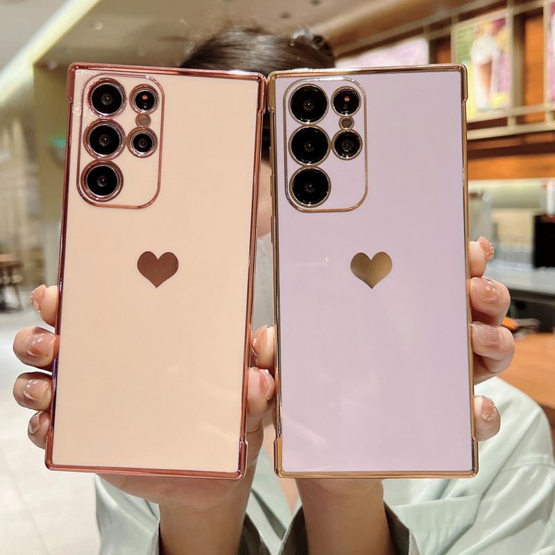 Для Samsung Galaxy A16 A55 A35 S25 S24 FE S23 S21 FE A13 5G A33 A52 A53 S20 S22 FE PLUS ULTRA боковой центральный чехол с сердечком из ТПУ