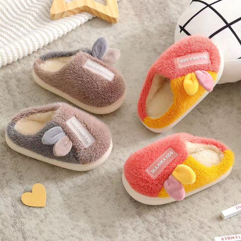 Детские хлопковые тапочки, милые домашние теплые нескользящие детские меховые тапочки с героями мультфильмов, модные домашние мягкие тапочки