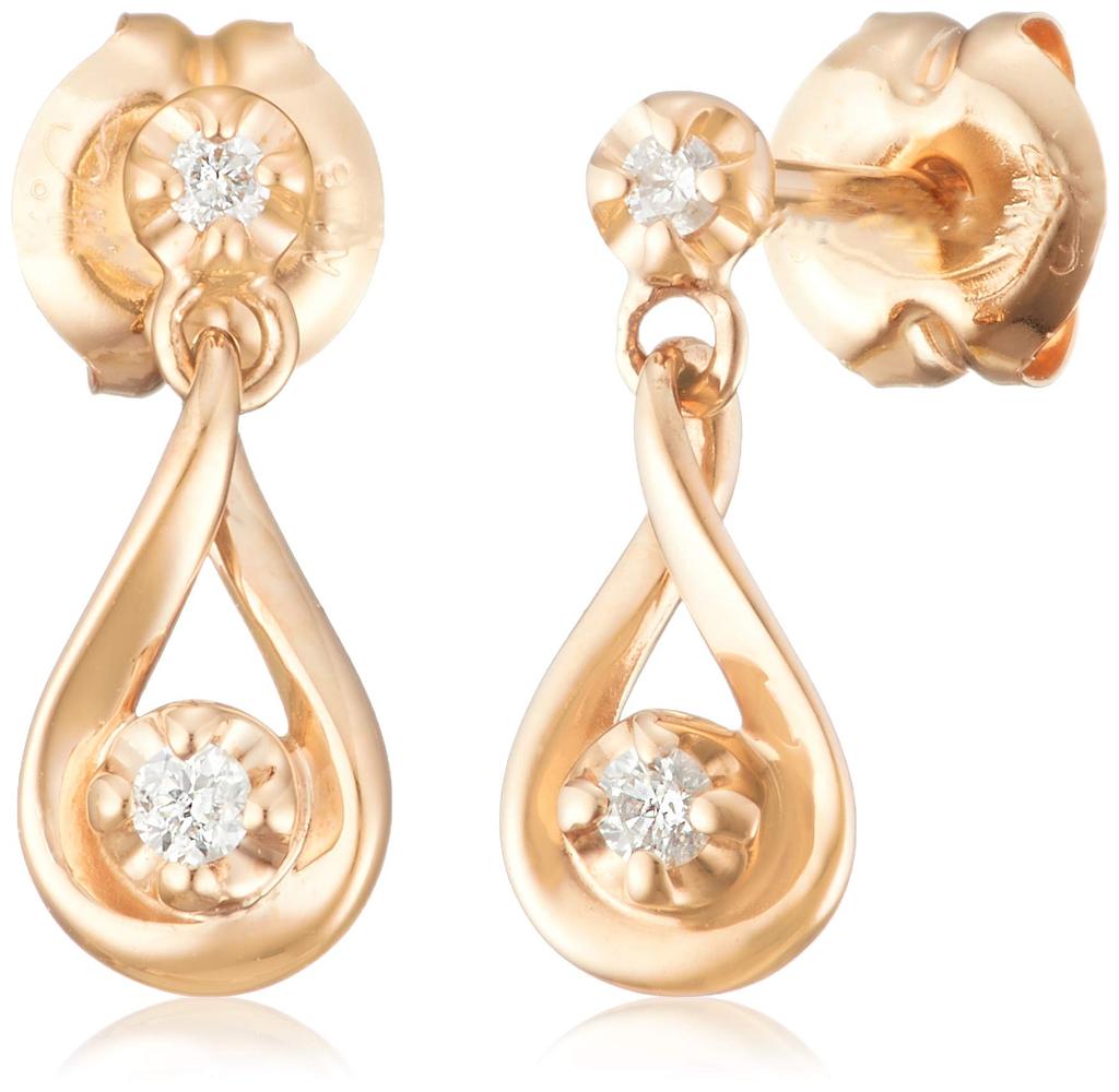 Drop Diamond K18 Pink Gold Earrings 111331153109 [Yondo Sea] (PG) Women's