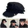 Newsboys Beret Hat for Women Breathable Cabbie Hat Joker Girl Lace Peaked Hat Subculture Cross Painter Hat Headwear