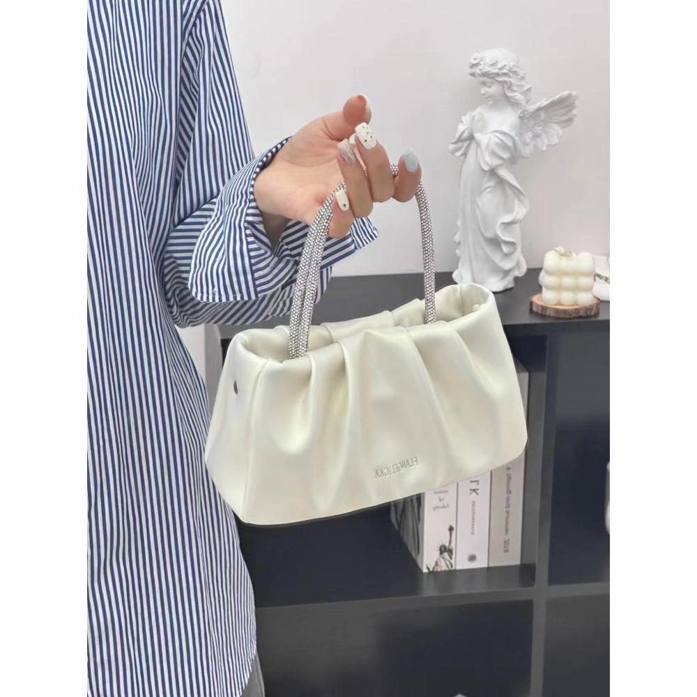 Cloud Bag Women's New Fairy Diamond-inlaid Handbag Fashionable and Fashionable Pleated One-shoulder Crossbody Chain Bag