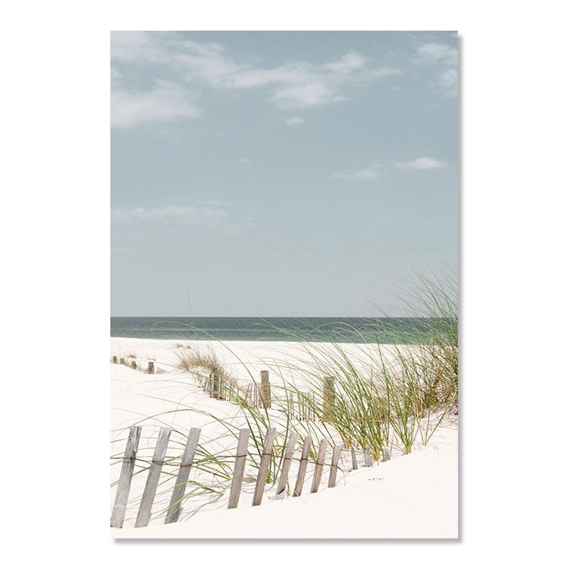 Пляжная декорация Живопись Постер Океан Белые ракушки Мост Природный пейзаж Настенное искусство Скандинавский холст Принт Картина Для декора дома