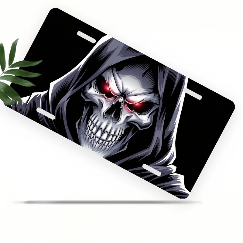 D Flat D Flat for Decorative Purposes Only pc inch D Flat Poster with a Hooded Skull License Plate Frame Polished