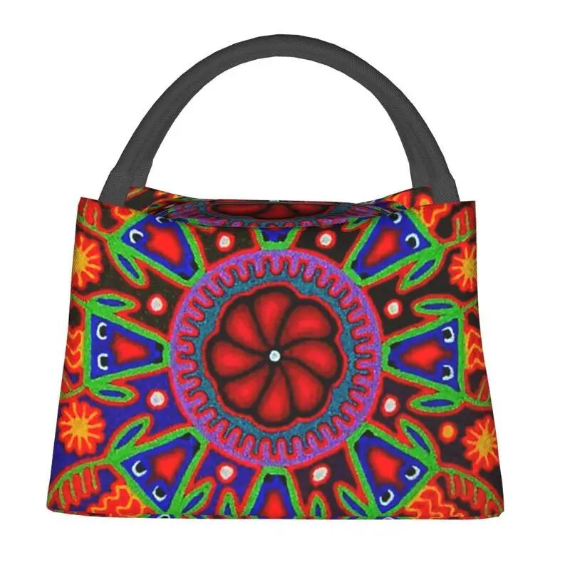 Мексиканская красочная термоизолированная сумка для обеда Huichol, женская многоразовая сумка для обеда, контейнер для хранения еды на открытом воздухе, для кемпинга, путешествий