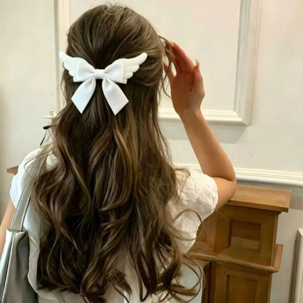 Spicy Girl Satin Bow Hairpin Y2K Hair Barrettes Lovely Cute Duckbill Clip Girls