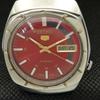 Б/У винтажные часы SEIKO 5 AUTOMATIC 7009A JAPAN MENS DAY/DATE RED 601-a313483-6 lot601-a313483